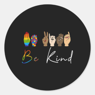 Adesivo Redondo Seja Gentil Consciência do Autismo Orgulho LGBT Ge