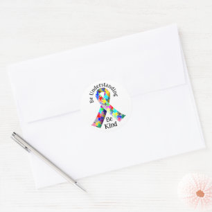 Adesivo Redondo Seja gentil no mês de consciência do autismo