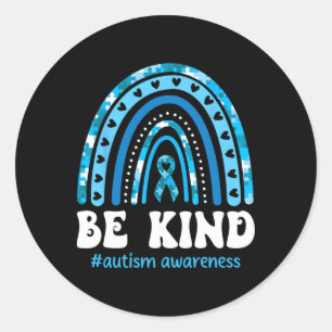 Adesivo Redondo Seja Gentil Puzzle de Conscientização do Autismo A