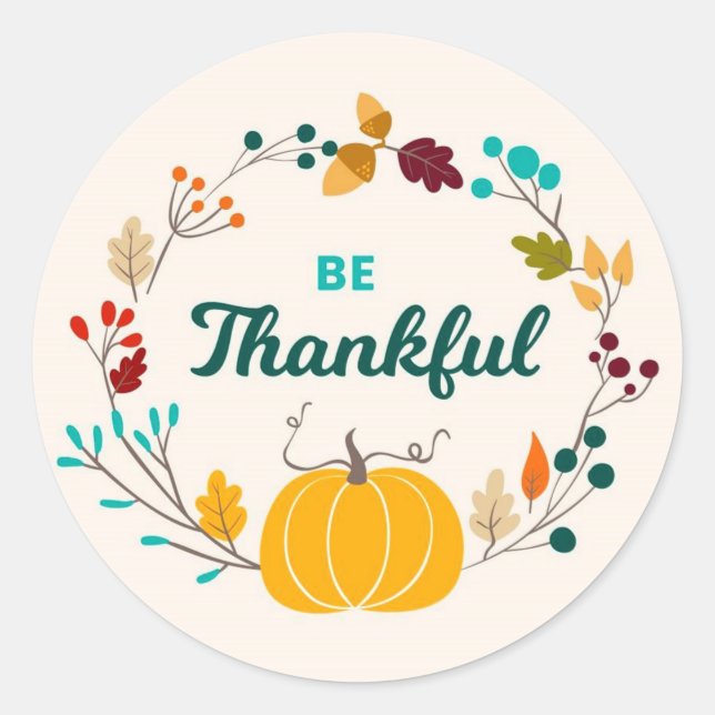 Adesivo Redondo Seja grato (Frente)