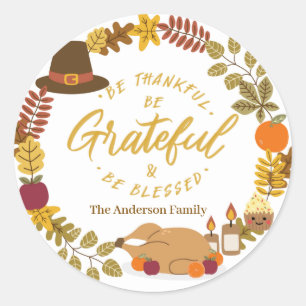 Adesivo Redondo seja grato e seja abençoado