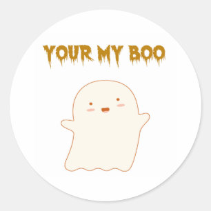 Adesivo Redondo Seja Meu Fantasma De Boo Halloween