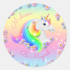 Adesivo Redondo Seja o Magic Unicorn Personalised Girls Party