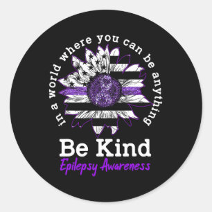 Adesivo Redondo Seja Roxo Fita Roxa Bondade de Girassol Epilepsia