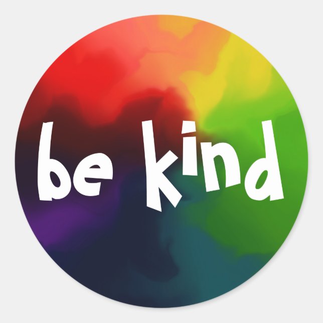 Adesivo Redondo Seja Típico Arco-Íris Nebula Arte Fluida (Frente)