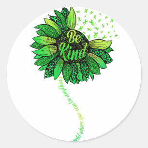 Adesivo Redondo Seja verde Fita Sunflower Mental Health Aware