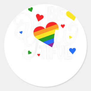 Adesivo Redondo SejaTÁTIL Orgulho gay Lésbica Coração Arco-Íris