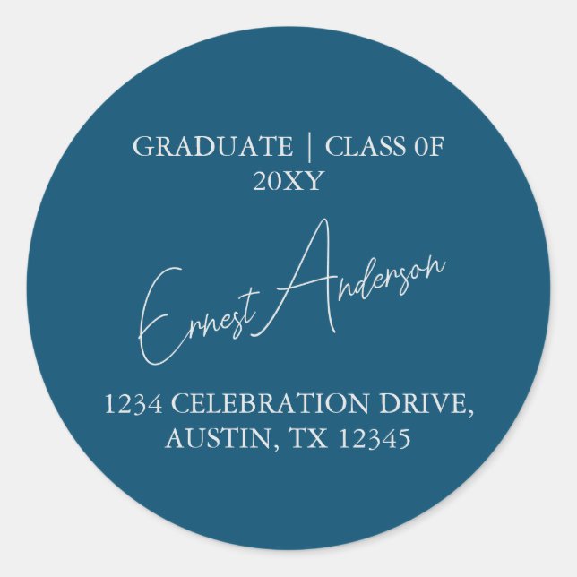 Adesivo Redondo Selagem de Endereço de Retorno de Graduação Simple (Frente)