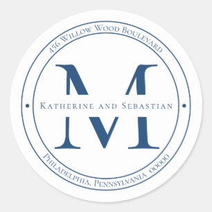 Adesivo Redondo Selagem de endereço de retorno do monograma minima