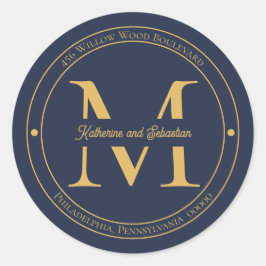 Adesivo Redondo Selagem de endereço de retorno do monograma minima