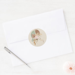 Adesivo Redondo Selagem de Envelope de Casamento Clássico Feather