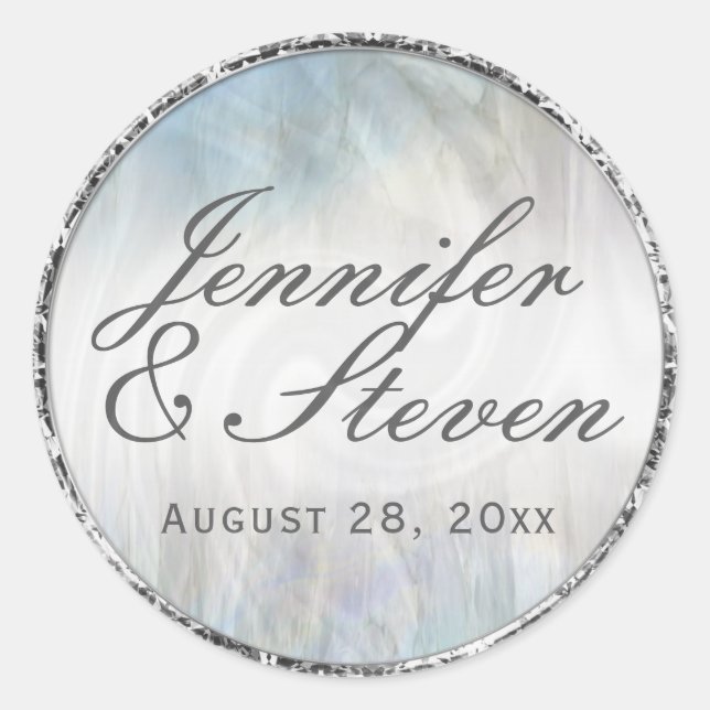 Adesivo Redondo Selagem de Prata Mola do Monograma Personalizada (Frente)