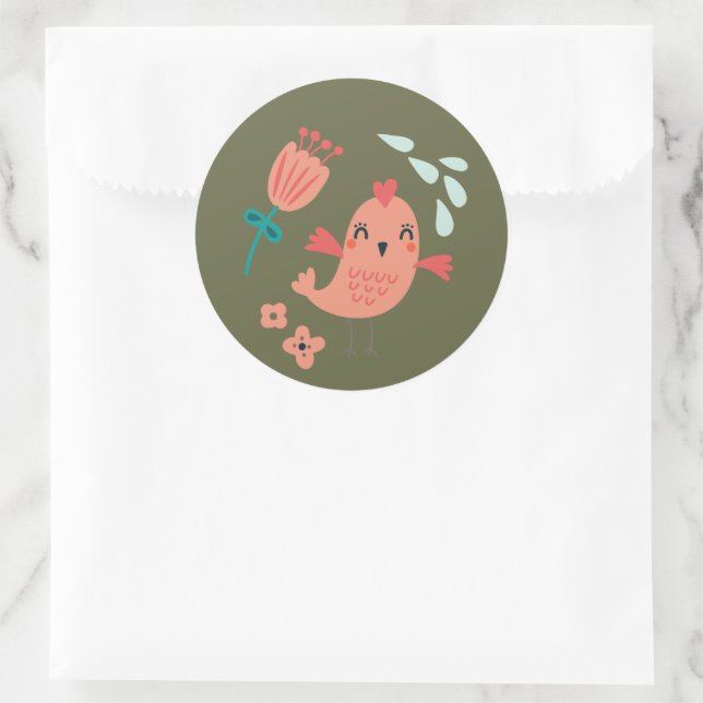 Adesivo Redondo Selagem de Vedante de Animais da Floresta (Bolsa)