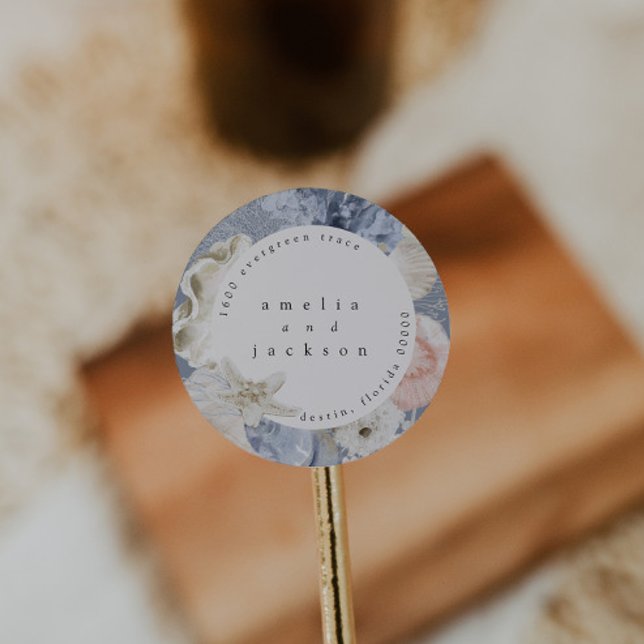 Adesivo Redondo Selagem do Envelope Themed Beach (Criador carregado)