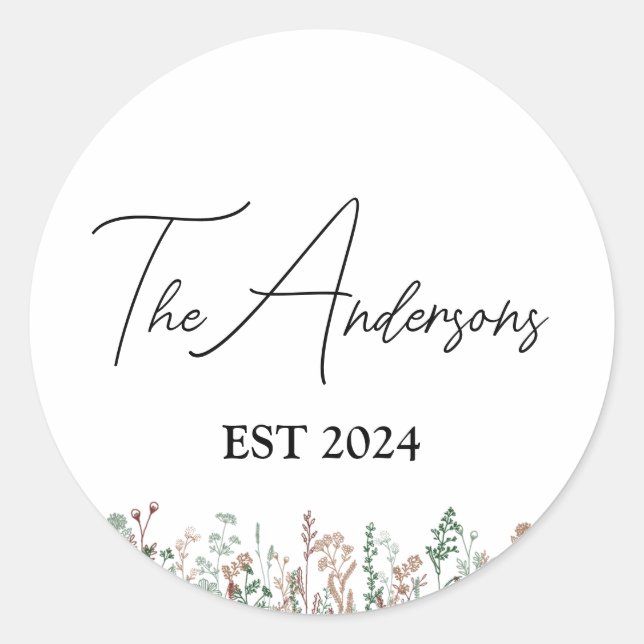 Adesivo Redondo Selagens de Envelope de Casamento Personalizado (Frente)