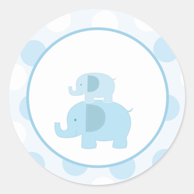 Adesivo Redondo Selagens de Envelope de Elefante Azul / Toppers 20 (Frente)