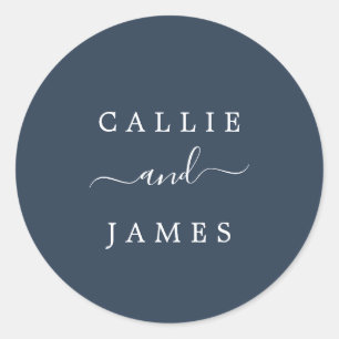 Adesivo Redondo Selagens de Envelopes Azuis de Casamento do Marinh