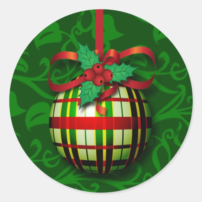 Adesivo Redondo Selagens de envelopes de cartão de Natal | Present (Frente)