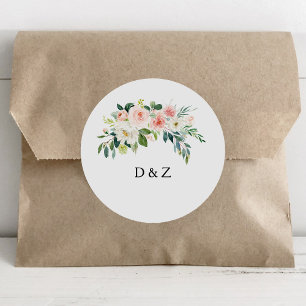 Adesivo Redondo Selagens de Envelopes de Casamento Floral Elegante