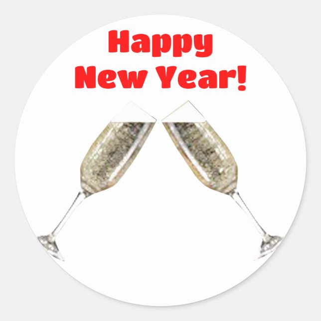 Adesivo Redondo Selagens de envelopes de feliz ano novo (Frente)