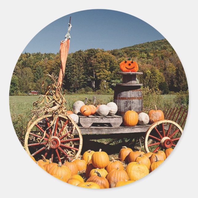 Adesivo Redondo Selagens de envelopes de outono (Frente)