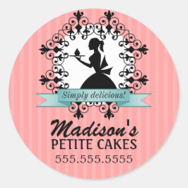 Adesivo Redondo Selantes de Cupcake Elegante Silhouette Bakery
