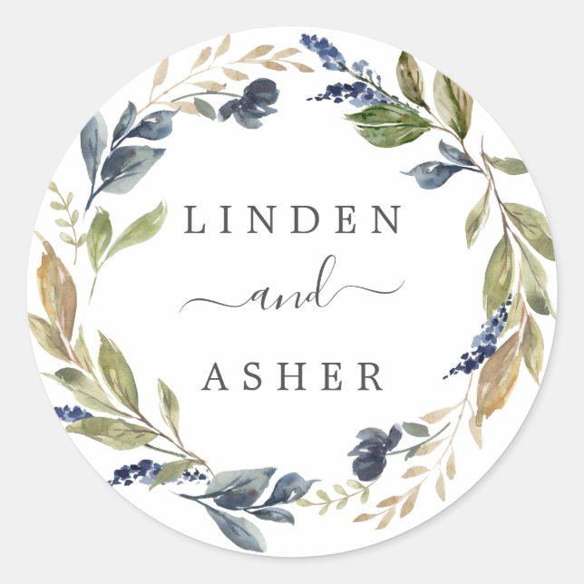 Adesivo Redondo Selantes de Envelope de Casamento Verde de outono (Frente)