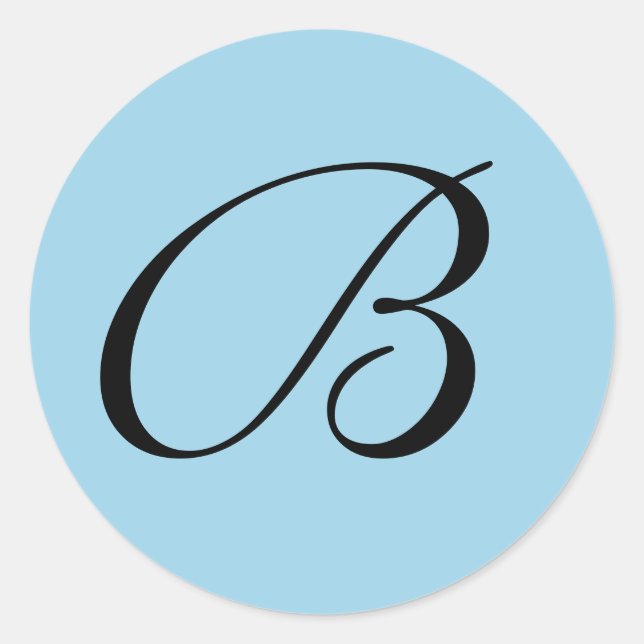 Adesivo Redondo Selantes de Envelope Inicial Monogramados Azuis (Frente)