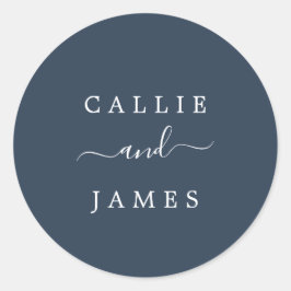 Adesivo Redondo Selas de Envelope Azul de Casamento Marinho Modern