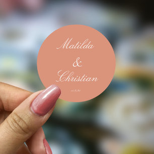 Adesivo Redondo Selas de Envelope de Casamento de Peach minimalist