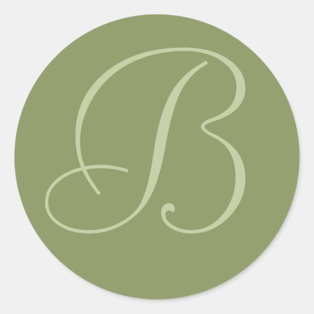 Adesivo Redondo Selas de Envelope de Casamento Verde Monograma de  (Frente)