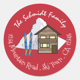 Adesivo Redondo Selas de Envelope Vermelho da Família de Portas de