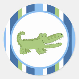 Adesivo Redondo Selas de envelopes azuis/verdes do jacaré / Topper