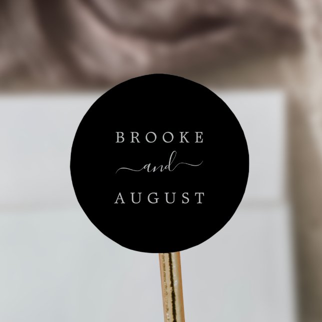 Adesivo Redondo Selas de envelopes de Casamento Negro e Branco min (Criador carregado)