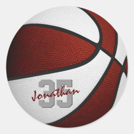 Adesivo Redondo seleção de basquetebol para rapazes brancos maroon