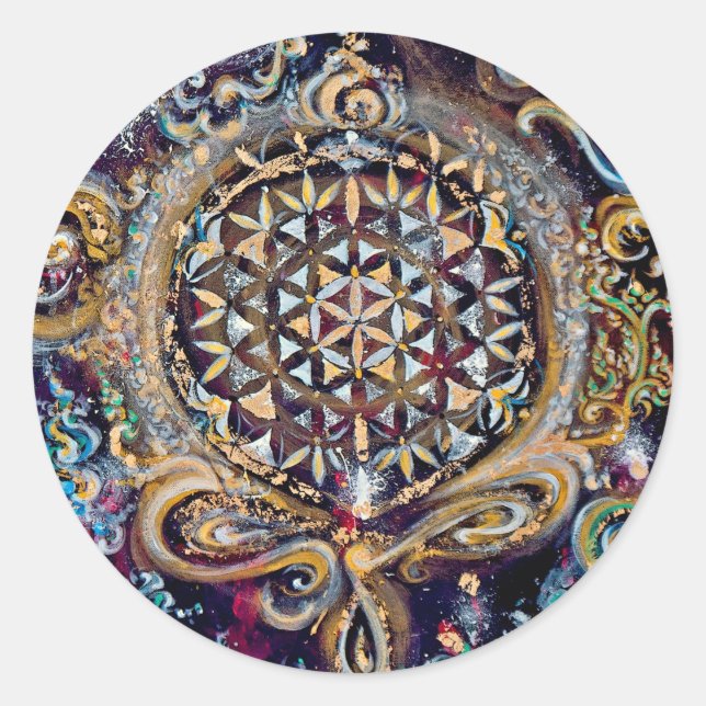 Adesivo Redondo Seleção de Tempo de Criação 'Oceano Cósmico' (Frente)