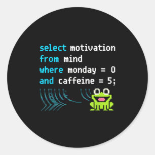 Adesivo Redondo Selecionar Sapo de Motivação - Código Sql de Pixel