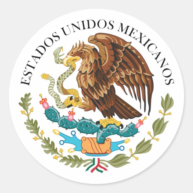 Adesivo Redondo Selem o Governo México, México (Frente)