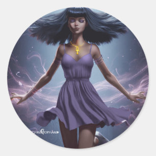 Adesivo Redondo Selene The Magicia - Fantasy Sticker