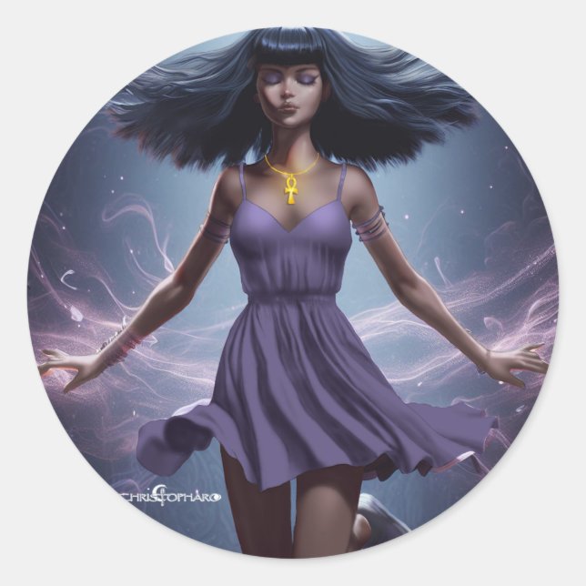 Adesivo Redondo Selene The Magicia - Fantasy Sticker (Frente)