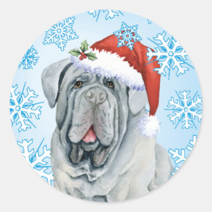 Adesivo Redondo Seletor clássico redondo de Feliz Howlidays Mastin