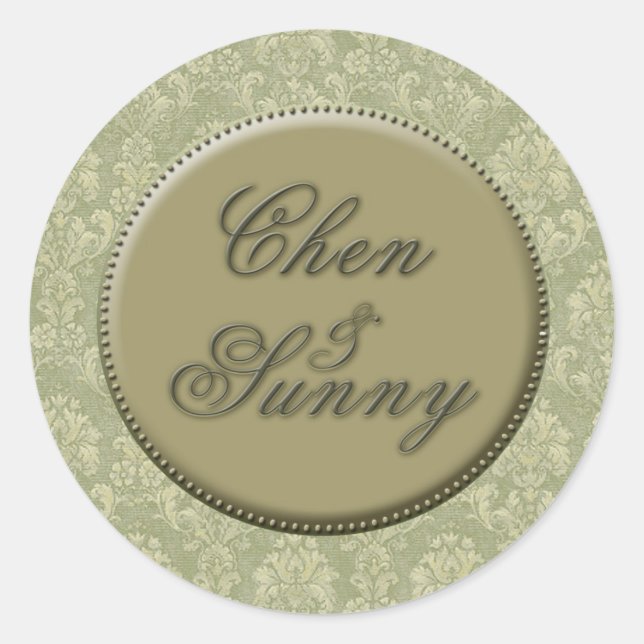 Adesivo Redondo Seletor de Envelope de Casamento Personalizado (Frente)