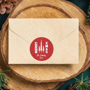 Adesivo Redondo Seletor de Envelope Xmas Vermelho e Branco