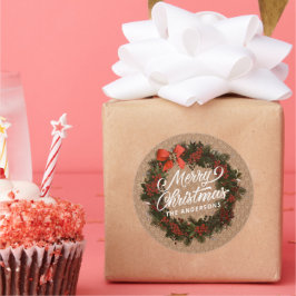 Adesivo Redondo Seletor de Verrugas Personalizadas de Natal Elegan