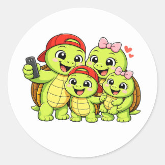 Adesivo Redondo Selfie da Família