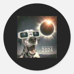 Adesivo Redondo Selfie Dalmaciano Mens Cão Eclipse Solar