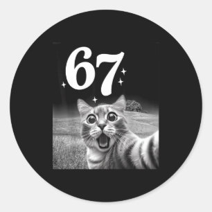 Adesivo Redondo Selfie de Gato Com 67 Meme Gatos Engraçados Gráfic