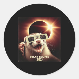 Adesivo Redondo Selfie Ferret Kids Mens Solar Eclipse Ferret