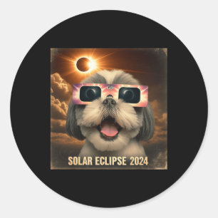 Adesivo Redondo Selfie Shih Tzu Kids Mens Eclipse Solar