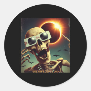 Adesivo Redondo Selfie Skeleton Kids Mens Eclipse Solar 1